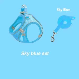 Légáteresztő hám fényvisszaverővel, pórázzal "XS" KÉK