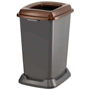Recipient de colectare selectivă a deșeurilor, plastic, capac deschis, maro, 50L 111814783 - Cosuri de gunoi