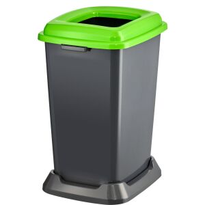 Recipient de colectare selectivă a deșeurilor, plastic, capac deschis, verde, 50L 111814784 - Cosuri de gunoi