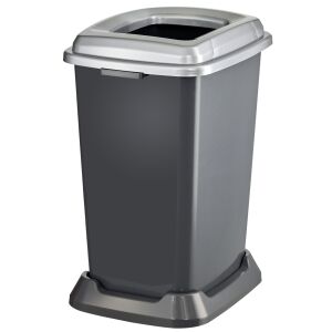 Recipient de colectare selectivă a deșeurilor, plastic, capac deschis, culoare metal, 50L 111814785 - Cosuri de gunoi