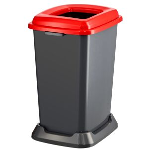 Recipient de colectare selectivă a deșeurilor, plastic, capac deschis, roșu, 50L 111814787 - Cosuri de gunoi
