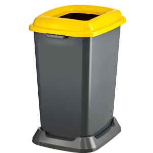 Recipient de colectare selectivă a deșeurilor, plastic, capac deschis, galben, 50L 111814788 - Cosuri de gunoi