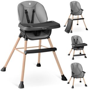 Nukido Tilo High Chair, gray and black, multiple views - High Chair