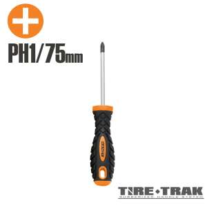 Handy 75 mm PH1 Kreuzschlitzschraubendreher mit schwarz-orangem Griff - Schraubenzieher