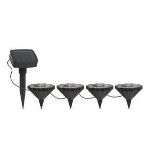 Set of 4 solar powered LED flower lights, black, with a solar panel - Outdoor Decorative Lamp