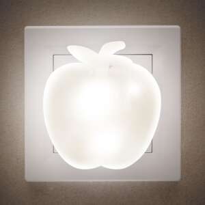 Apple shaped LED night light, warm white, plugged into a wall socket - Lamp & Lighting