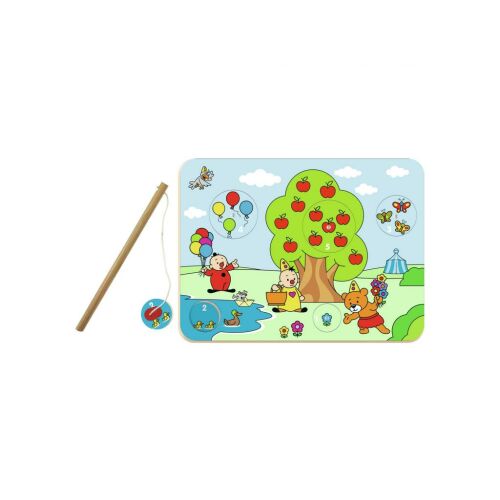 Bumba mágneses fa puzzle horgászbottal és számozott almafa illusztrációval