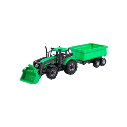 Cavallino zöld játék traktor rakodóval és billenő pótkocsival, 1:32 méretarány - Cavallino