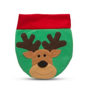 Green and red Christmas toilet seat cover with reindeer design - Nonbrand Christmas Decoration