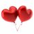 Red heart-shaped balloons for party decorations and celebrations