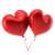 Two red heart shaped balloons