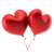 Two red heart-shaped balloons for Valentine's Day or party decoration