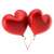 Two red heart shaped balloons