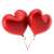Two red heart shaped balloons