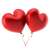 Two red heart shaped balloons