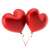 Two red heart shaped balloons
