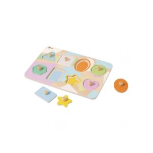 Puzzle din lemn cu forme Classic World cu forme geometrice pastelate - Puzzle 3D & Puzzle cu burete