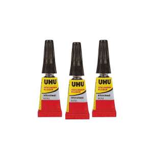 UHU Super Glue Mini, 3 x 1g tubes, fast drying, strong hold, for various materials - Bison