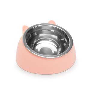 Pink cat food bowl with stainless steel insert - Pet Feeding and Water Bowl