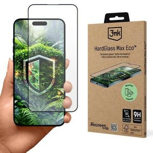 3mk HardGlass Max Eco képernyővédő iPhone 15 Pro Max-hoz, újrahasznosított anyagból, csomagolással - 3MK
