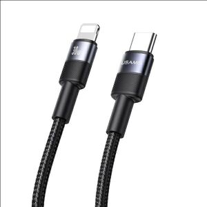 USAMS Kabel USB-C na Lightning 30W 1,2m  czarny/black SJ729USBSG01 (US-SJ729) (tuba) 131472049 - Kabel
