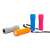 Orange, blue, and pink LED flashlights with wrist straps