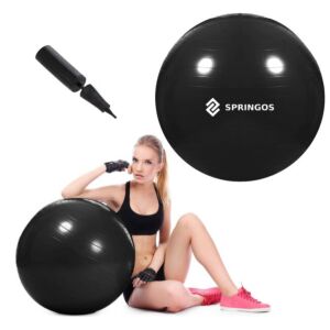 Mingie gimnastică Springos neagră 55cm cu pompă - Springos