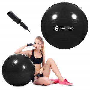 Springos schwarzer Gymnastikball 85cm mit Pumpe, Fitness- und Trainingsgerät - Fitness-Bälle