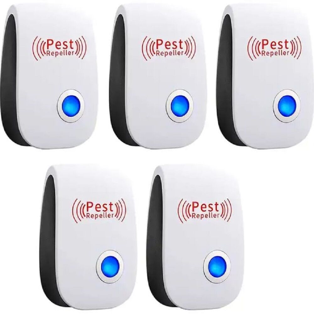 5 db ultrahangos kártevőriasztó készlet, 22-65 kHz, fehér