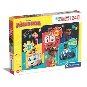Clementoni Firebuds Heroes and Wheels 24 darabos maxi puzzle doboz ferde nézet - Homyl