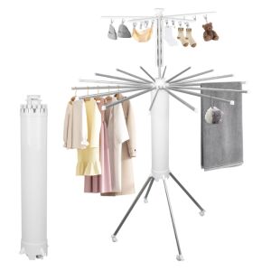 Függőleges ruhaszárító 2 szinttel, összecsukható, akasztós tartóval és 360°-os szárítási lehetőséggel. - Ruhaszárító