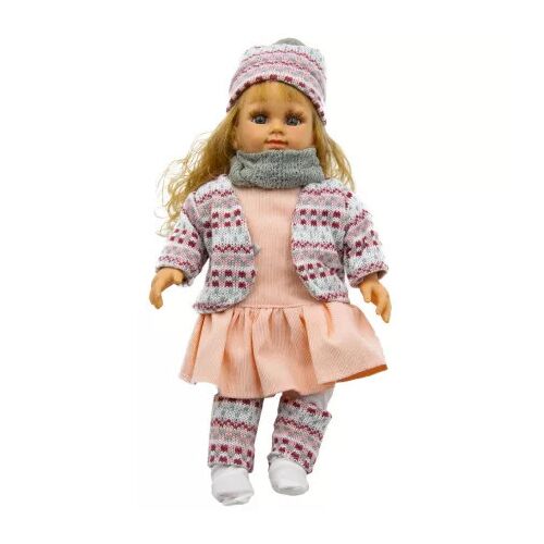 Éneklő Hajasbaba csinos téli szettben, 40 cm