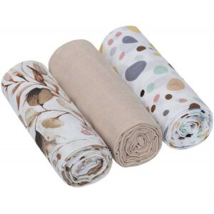 3 db Infantilo IF19192 Muszlin pelenka, virágos, sima és absztrakt mintával - Textil pelenka