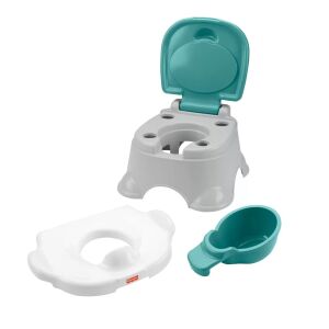Oliță Fisher-Price 3 în 1 dezasamblată, arată scaunul, baza și vasul detașabil - Șervețele, Porti de Siguranta și Olite