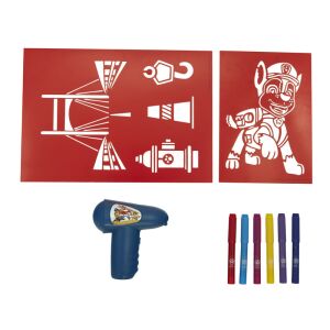 Conținutul setului Paw Patrol Spray Pen: șabloane, stilou spray, markere - Pixuri