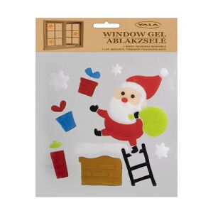 Yala Fenstergel Weihnachtsdekoration - Weihnachtsmann klettert mit Geschenken eine Leiter hinauf, wiederverwendbarer und waschbarer Fensteraufkleber - Fensteraufkleber