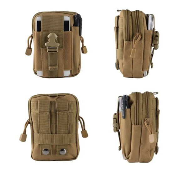 Vojenská taktická taška, polyester, objem 1 l, 18 cm, béžová