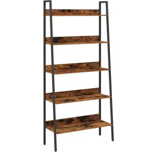 VASAGLE Библиотека тип стълба, стоманена рамка с 5 рафта, индустриален стил, 80x30x170 см, кафяв 111997049