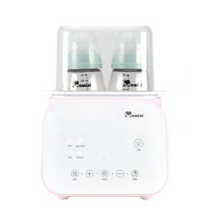 Elektromos palack sterilizáló 2 az 1-ben Momini, MelloDuo, bébiétel melegítése, leolvasztás, állítható hőmérséklet, időzítő, éjszakai fény funkció, rózsaszín