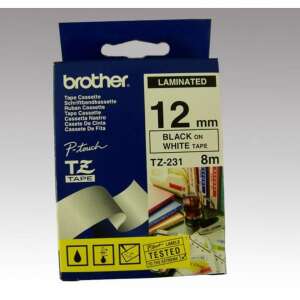 Brother TZe-231 laminated tape cassette, black on white, 12mm, 0.47 inch, 8 meter - Brother