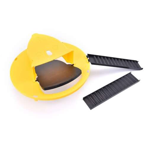 Yellow rat and mouse trap with black ramp, rat trap, mouse trap, rodent trap, humane trap, catch and release trap