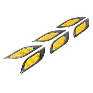 6 pack of black and yellow reflective carbon car stickers, car tuning stripes - Car decorative strip