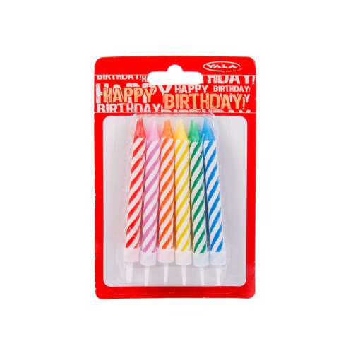 Marca Yala, pachet de 12 lumânări spiralate colorate pentru ziua de naștere cu suporturi