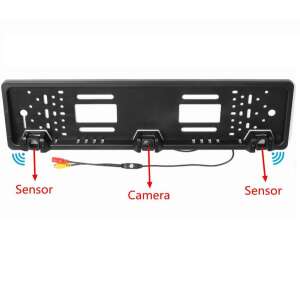 Rear view camera and parking sensor integrated into a license plate holder - Car electronic