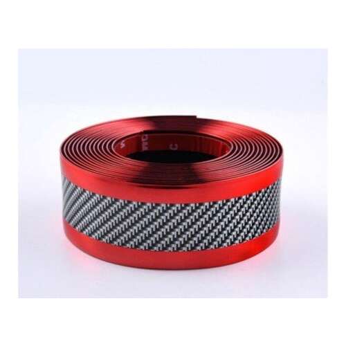 Piros szénszálas autó ajtó élvédő díszléc, 100cm hosszú, 3cm széles