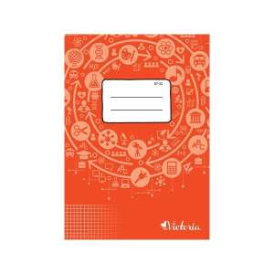 Victoria A4 grid notebook, 32 pages, red cover with colorful icons - Back to School, School Supply