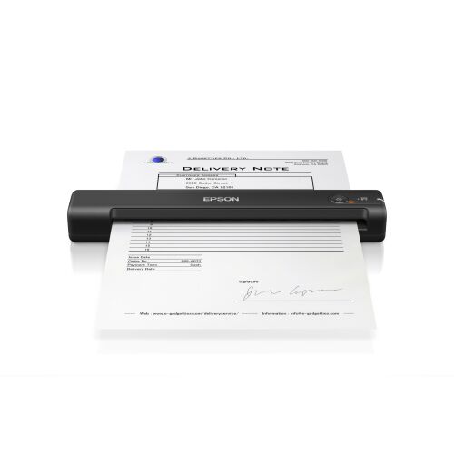 Epson WorkForce ES-50 portable scanner scanning a document