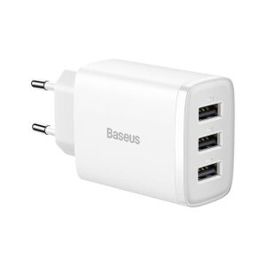 Baseus Compact Charger 3 USB Ports 17W White - Baseus Network Adapter