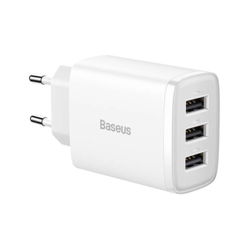 Baseus Compact Charger 3 USB Ports 17W White