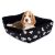 Medium-sized, padded dog bed with bone and paw print design, 54cm x 45cm x 15cm, black 138520646